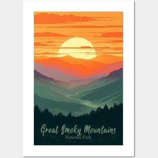 Great Smoky Mountains national park vintage travel poster Posters and Art